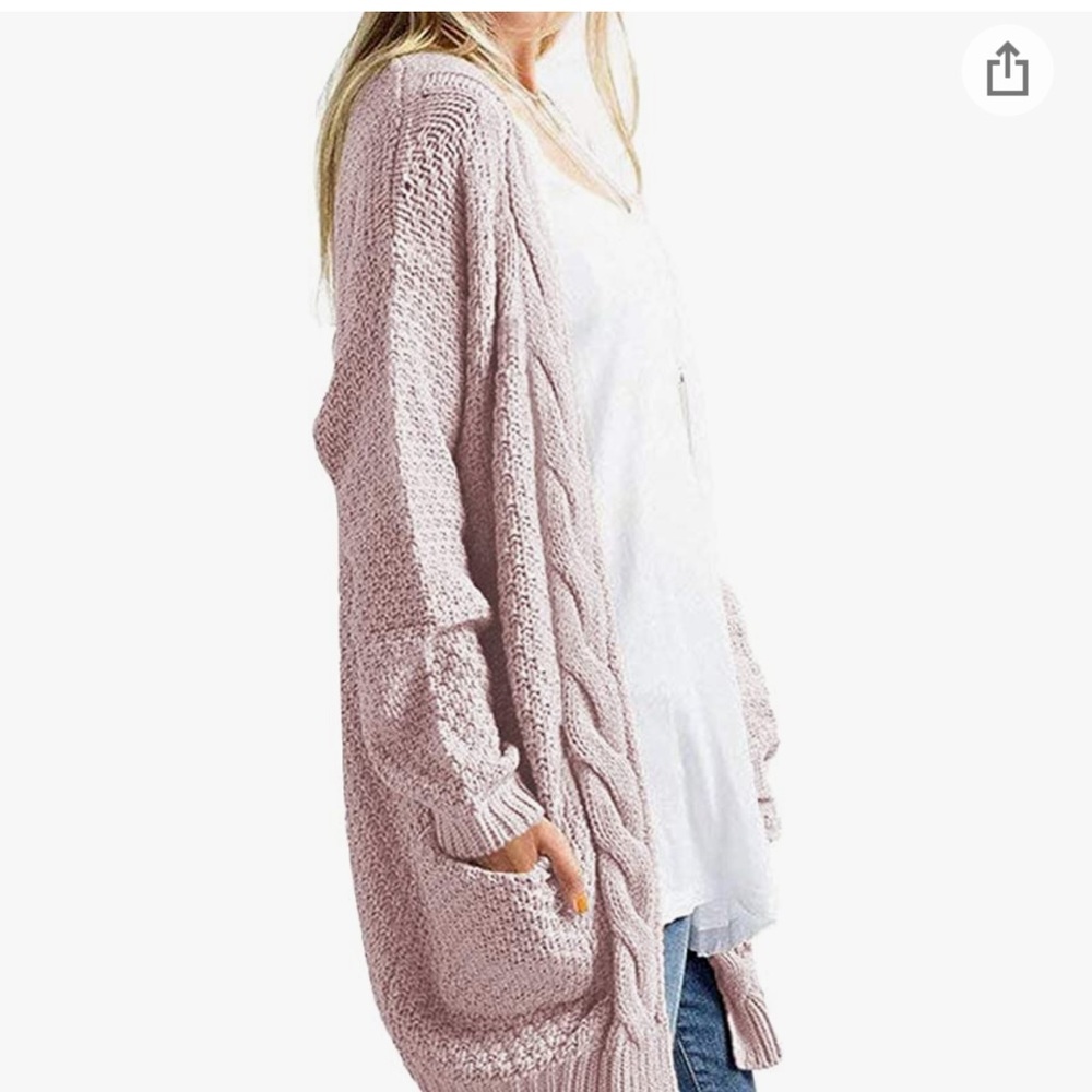 Beautiful Women’s Open Front Long Sleeve Boho Boyfriend Knit Chunky Cardigan